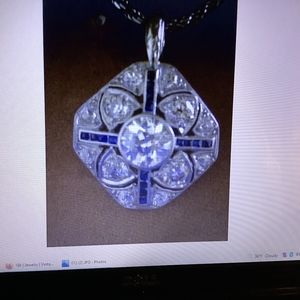 Vintage Art Deco diamond sapphire pendant only